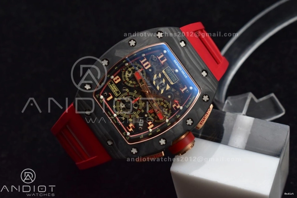 Best NTPT Rubber on Dial A7750 Chrono Edition Crystal V2 RM011 Strap Lotus KVF Red 1:1 1130